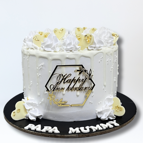 Dripping White Heart Anniversary Cake
