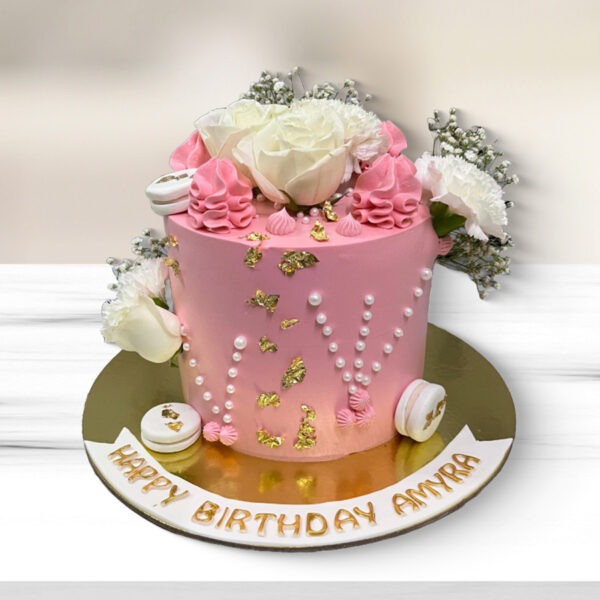 Macaron Rose Garden Theme Cake