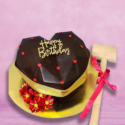 Double Heart Pinata Cake