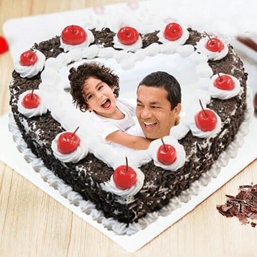 Yummy Black Forest Photo Cake For Dad