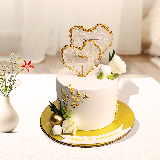 White Floral Anniversary Cake