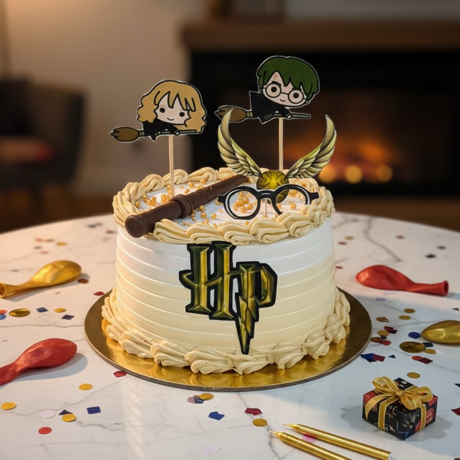 Magical Harry Potter Cake with Golden Snitch & Toppers