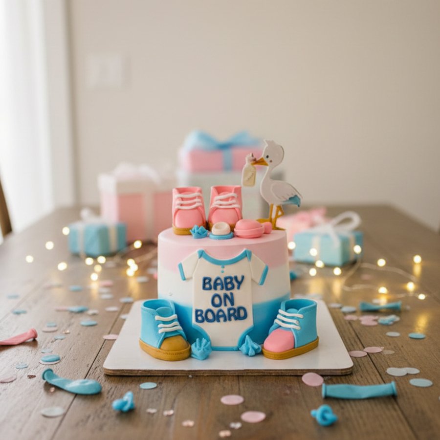 Sweet Stork Delivery Announcement Cake