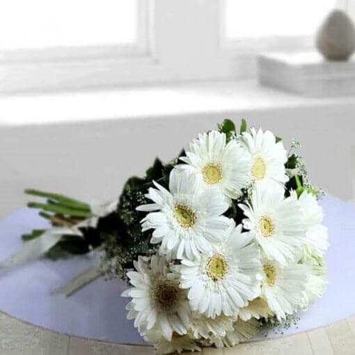 Bunch of 12 White Gerberas