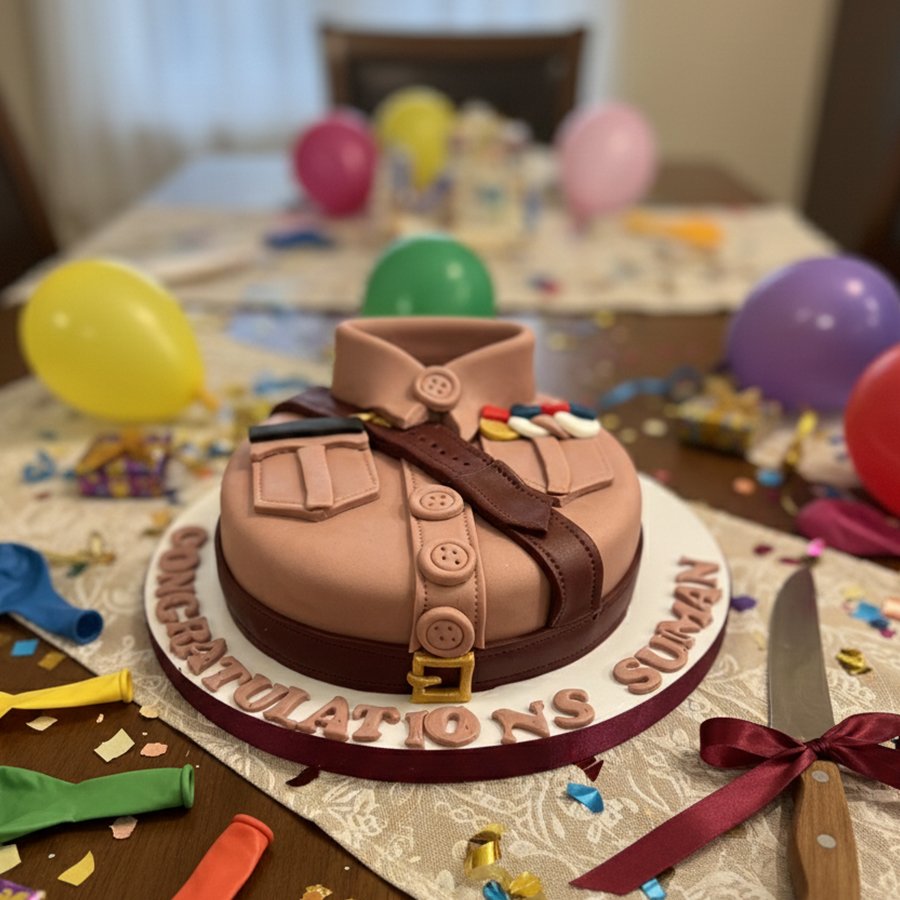 Khaki Police Uniform Congratulations Cake