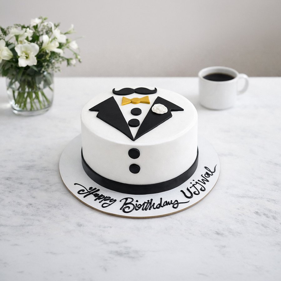 Sophisticated Gentleman Tuxedo Cake