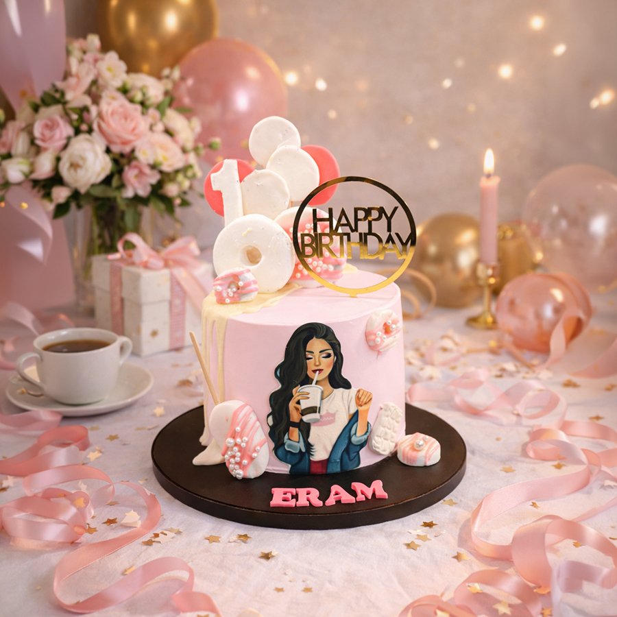 Trendy Fashionista Coffee Girl Cake