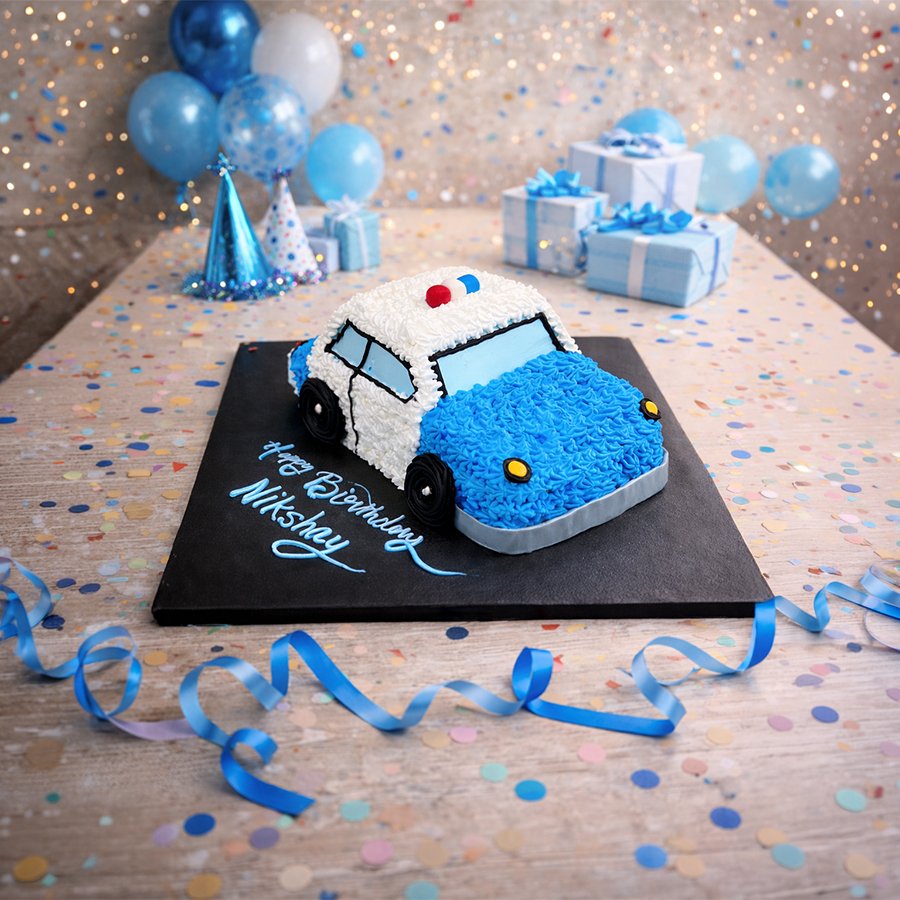 3D Police Car Birthday Cake for Nikshay