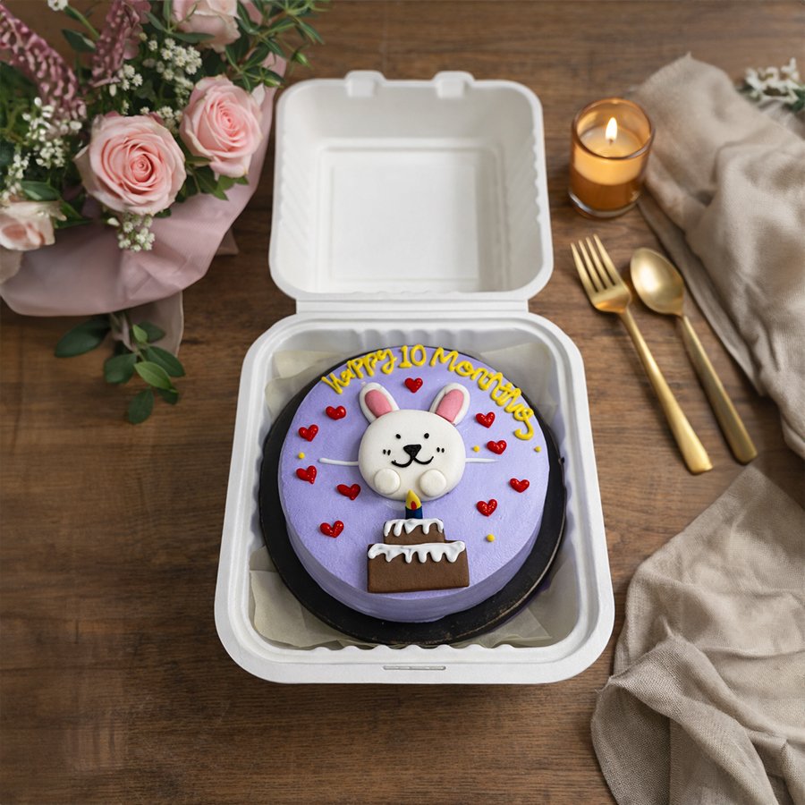 Adorable Bunny 10-Month Milestone Bento Cake