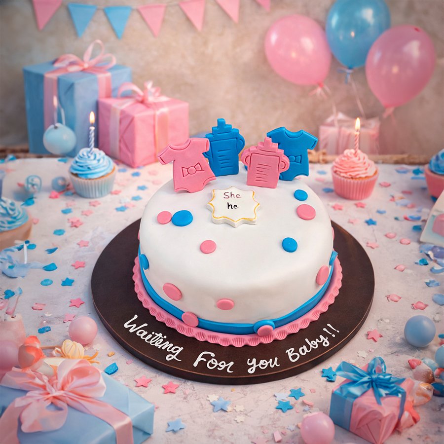 "She or He" Gender Reveal Polka Dot Cake