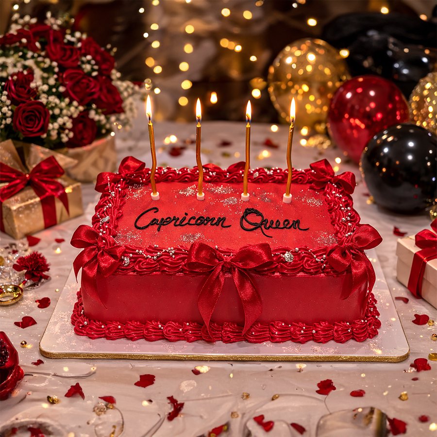 Capricorn Queen Royal Red Cake