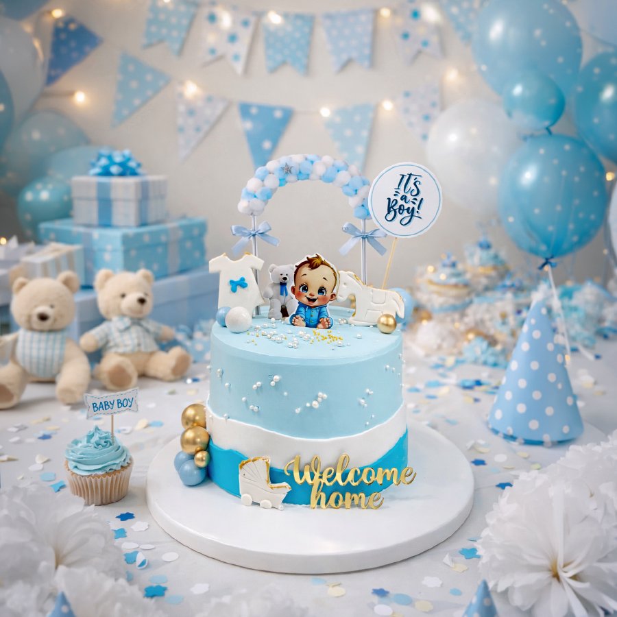 "It's a Boy" Whimsical Baby Welcome Cake
