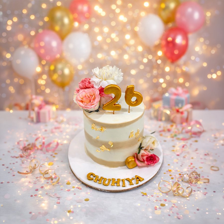 Gilded Rose & Gold Leaf Celebration Cake