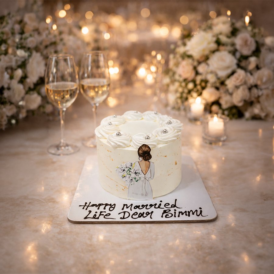 Elegant Bride-to-Be Minimalist Cake