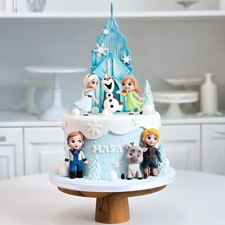Enchanted Frozen Kingdom Fondant Birthday Cake