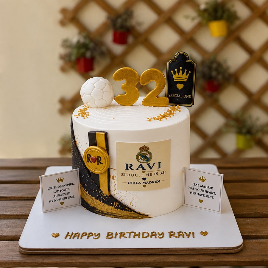 Real Madrid & Football Themed Birthday Cake