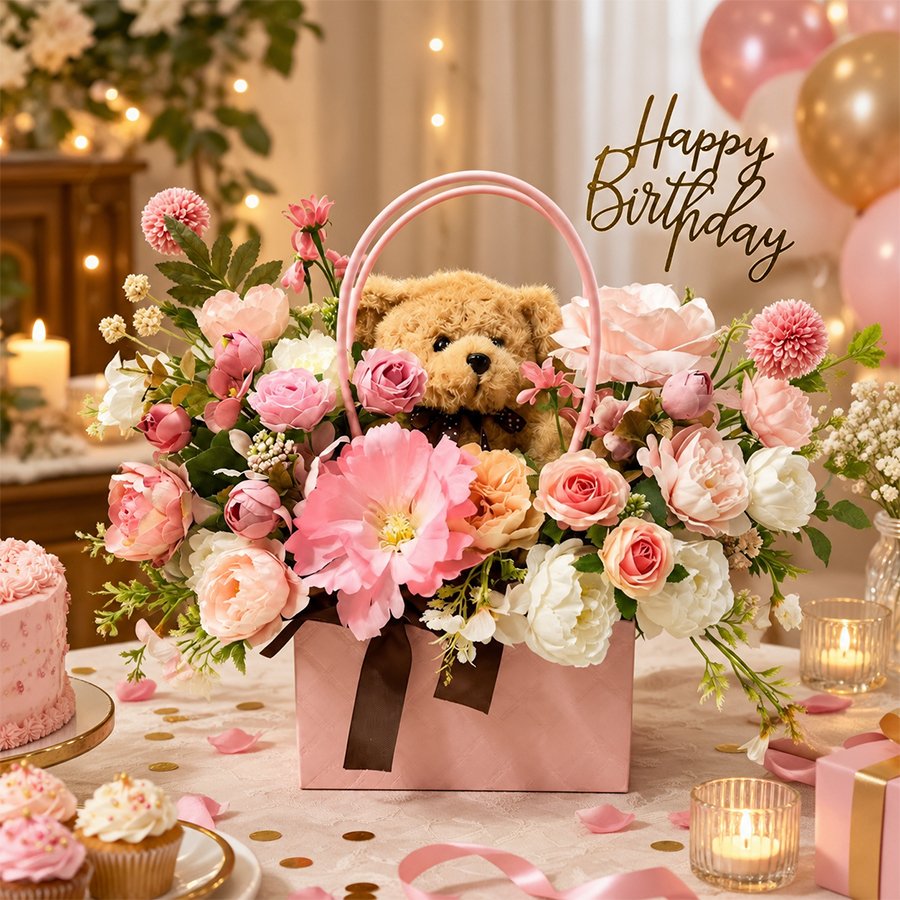 Blossom & Bear Pink Floral Birthday Tote