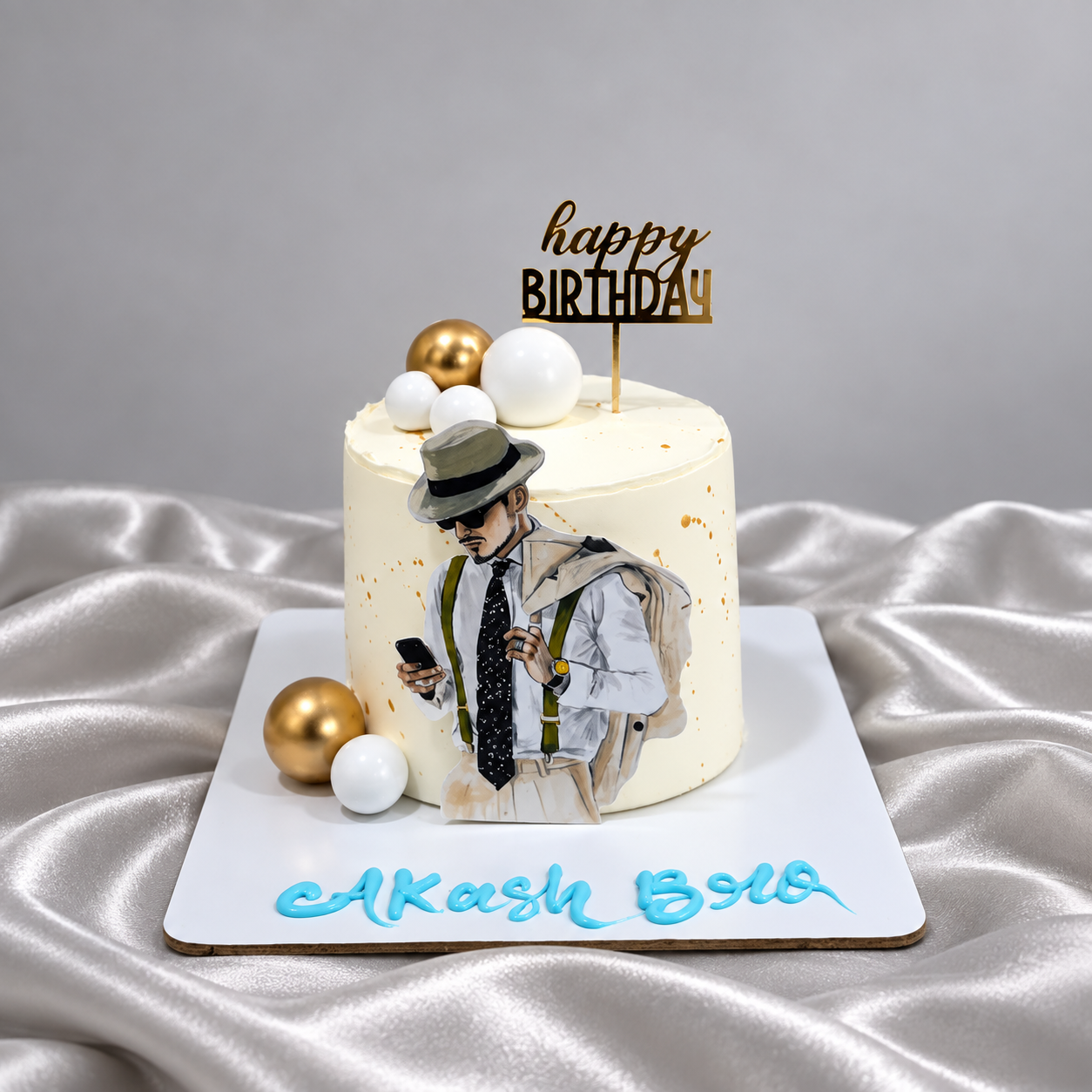 Elegant Dapper Gentleman Birthday Cake