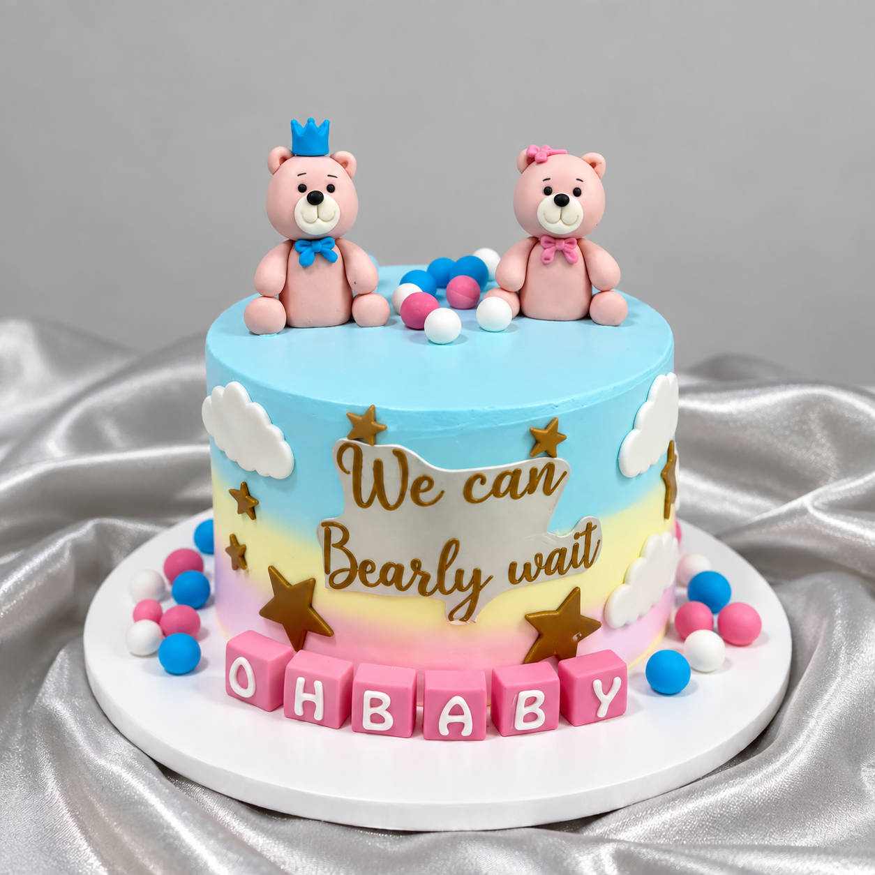 We Can Bearly Wait Teddy Bear Baby Shower Cake