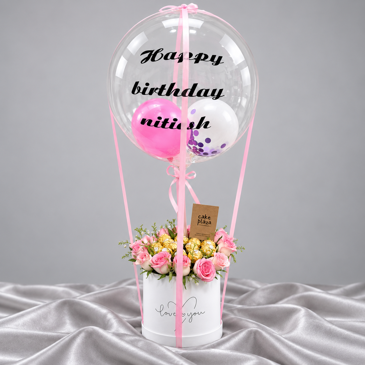 Hot Air Balloon Floral & Chocolate Gift Box