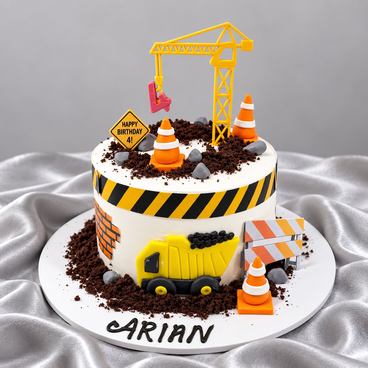 Construction Zone 4th Birthday Cake
