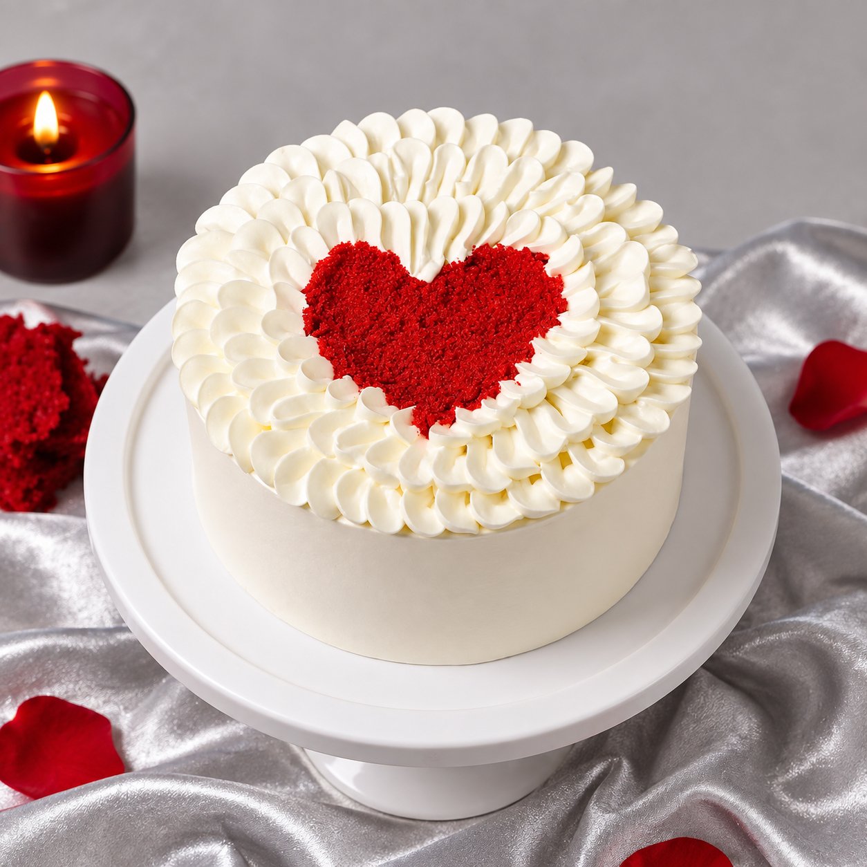Romantic Red Velvet Heart Centerpiece Cake