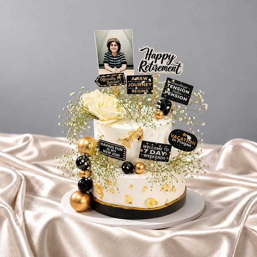 Personalized "Hello Pension" Photo Retirement Cake