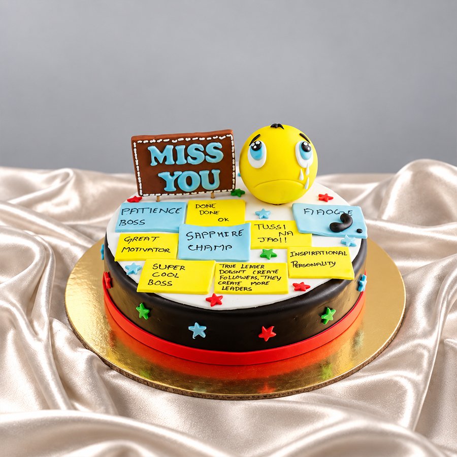 Sad Emoji "Miss You" Office Farewell Cake