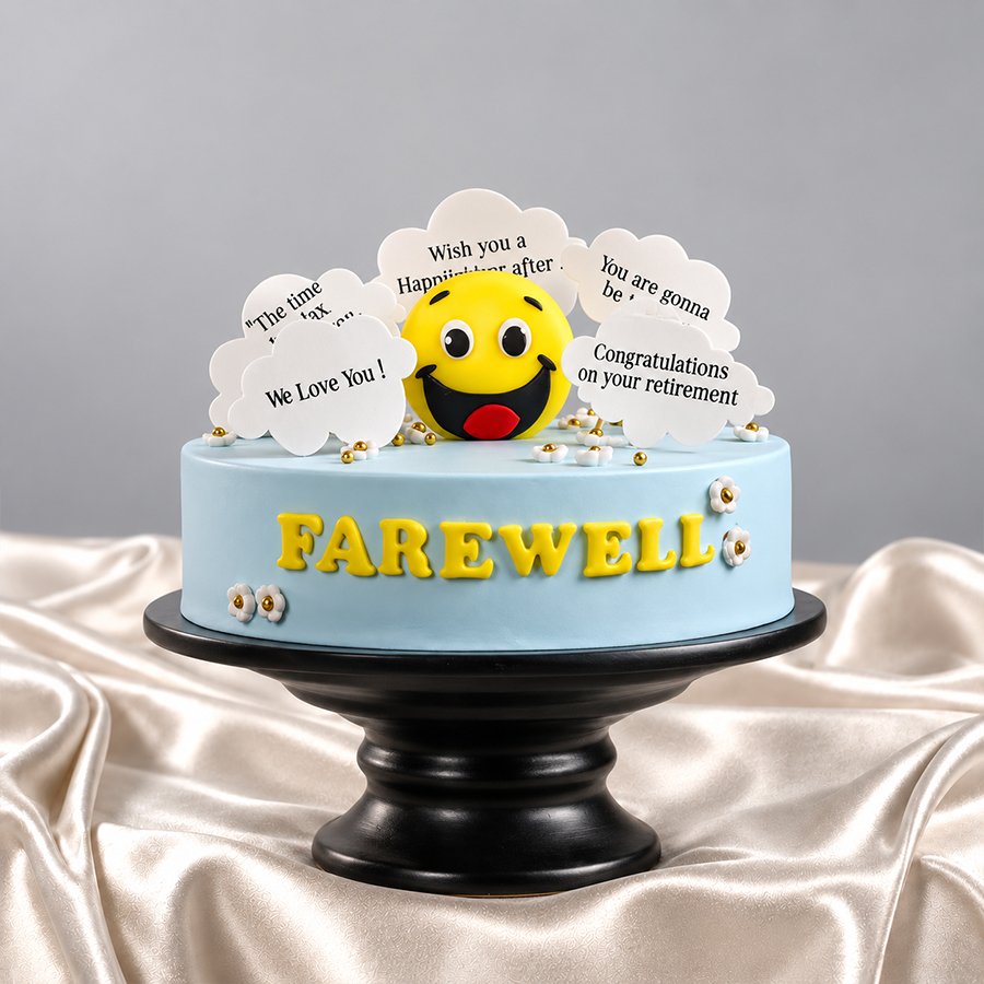 Smiley Face Cloud Retirement Cake