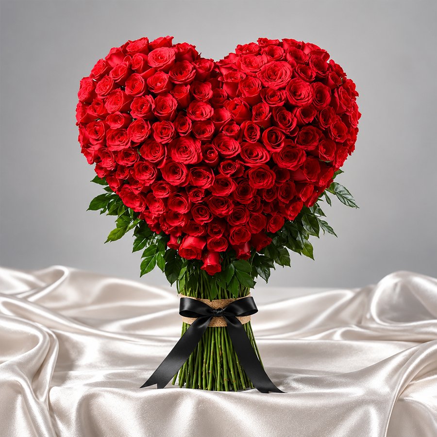 Heart-Shaped Red Rose Bouquet in Gurgaon