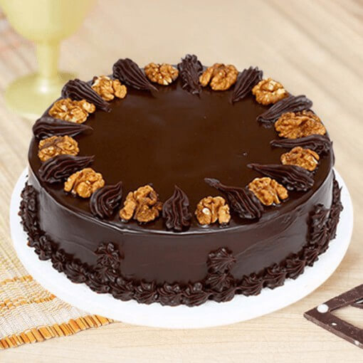 round-shape-with-walnut-ontop-chocolate-cake