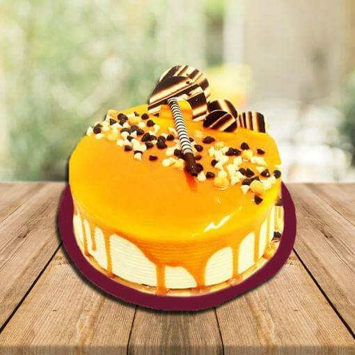 butterscotch-round-shape-cake-yellow-color