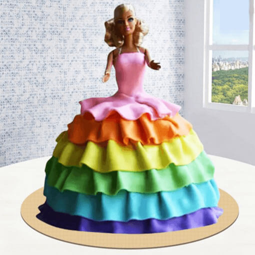 colourful-barbie-doll-cake