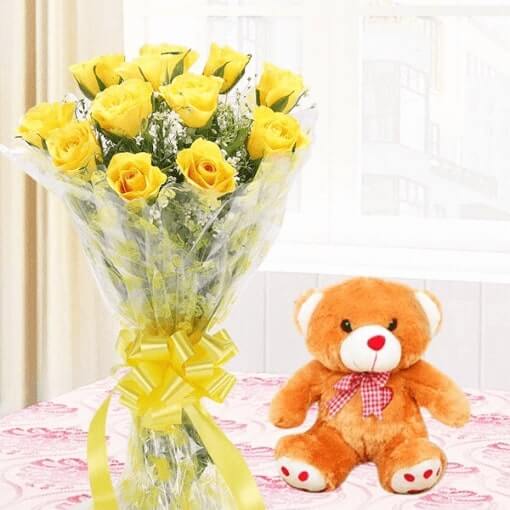 yellow-roses-with-teddy-cake-plaza
