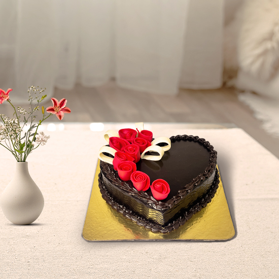 Chocolate Truffle Heart Shaped Cake