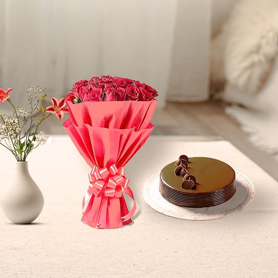 Rose & Chocolate Cake Delight Hamper