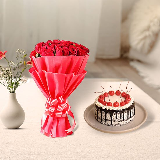 Rose & Cherry On Top Cake Delight Hamper