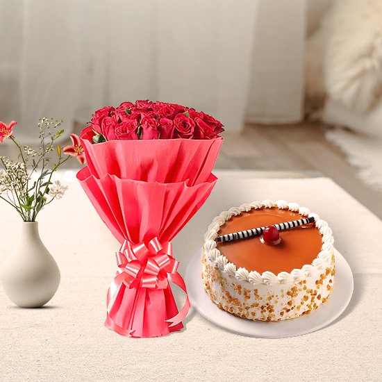 Rose & Butterscotch Cake Delight Hamper