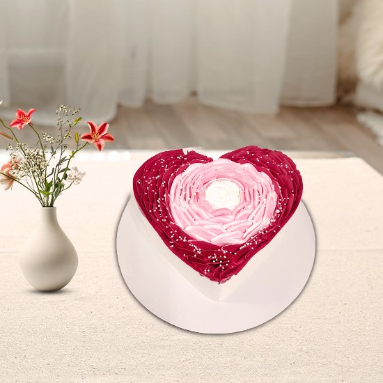 Floral Heart Delight Anniversary Cake