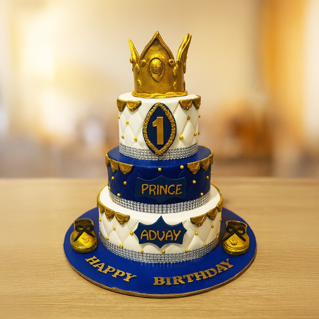 Crowned Elegance Tiered Cake