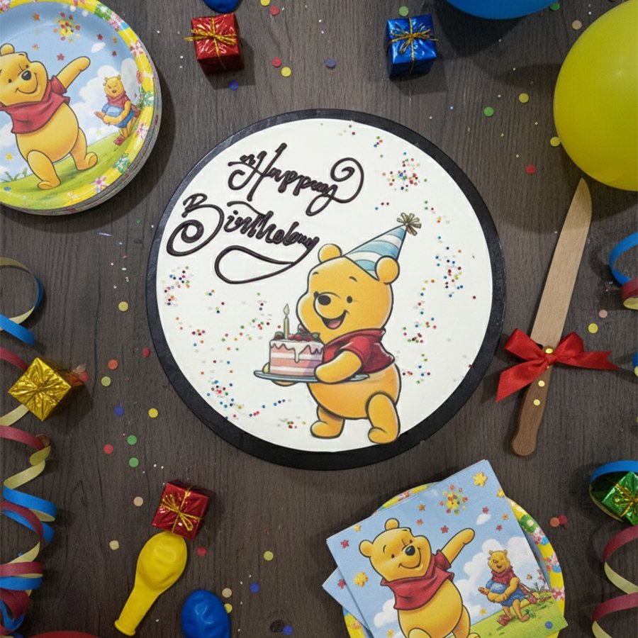 Classic Winnie the Pooh Illustrated Birthday Cake