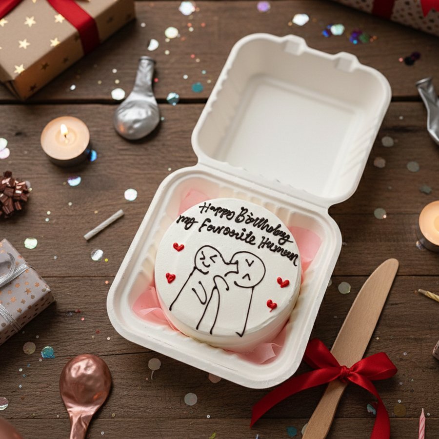 Romantic "Favorite Human" Meme Bento Cake