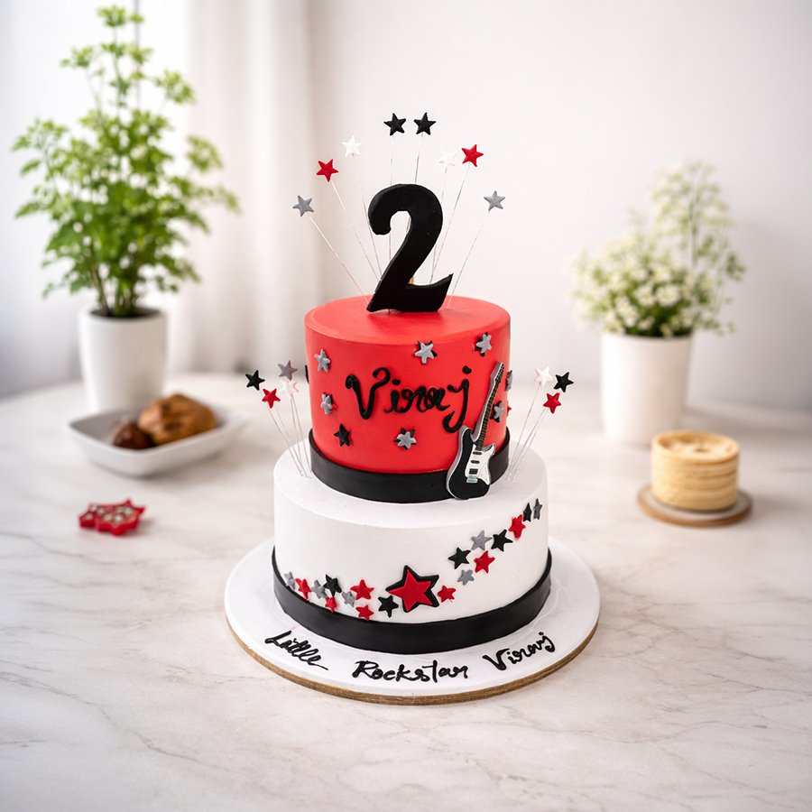 "Little Rockstar" Two-Tier Guitar Cake