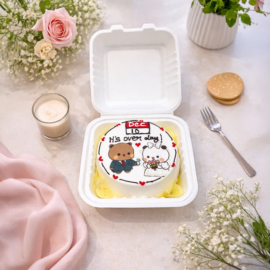 Bear & Bunny Couple Anniversary Bento Cake
