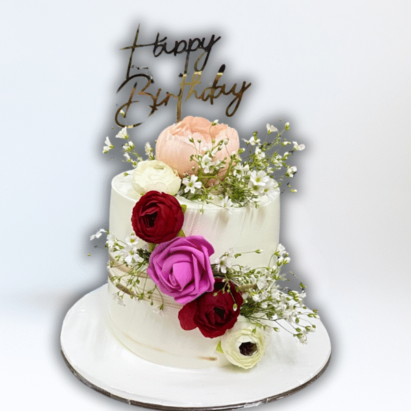 Elegant Square Floral Anniversary Cake