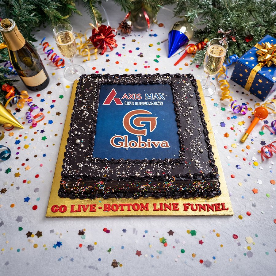 Custom Corporate Logo Sheet Cake – Axis Max & Globiva