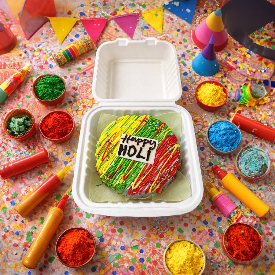Spectrum of Joy | Rainbow Swirl Holi Bento Cake