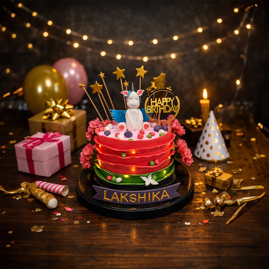 Magical Unicorn Light-Up Birthday Cake