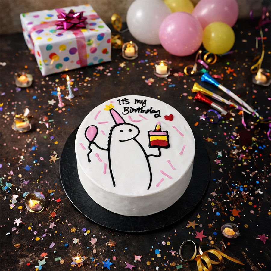 Funny Flork "It's My Birthday" Meme Cake