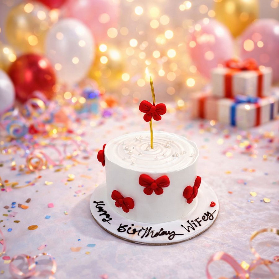 Scarlet Bow Elegant Birthday Cake